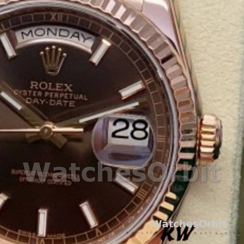 Rolex Day-Date 118235 Fluted Bezel Chocolate Dial 36mm Unisex Replica Watch