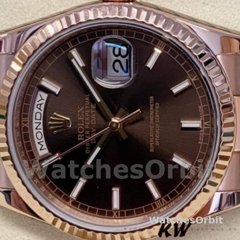 Rolex Day-Date 118235 Fluted Bezel Chocolate Dial 36mm Unisex Replica Watch