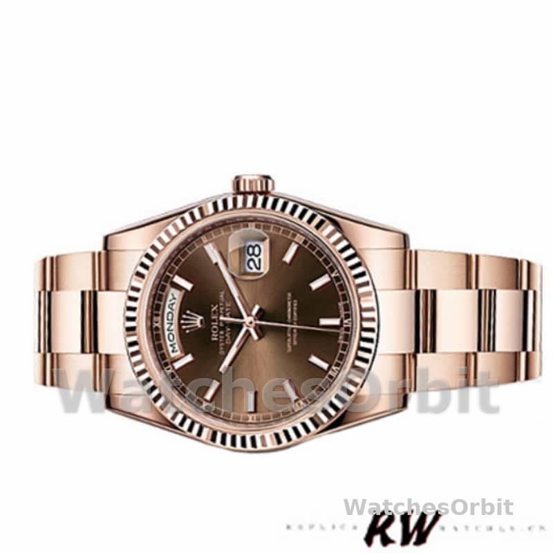 Rolex Day-Date 118235 Fluted Bezel Chocolate Dial 36mm Unisex Replica Watch