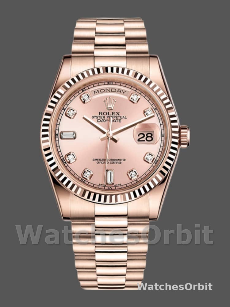 Rolex Day-Date 118235 Pink Diamond Dial 36mm Lady Replica Watch