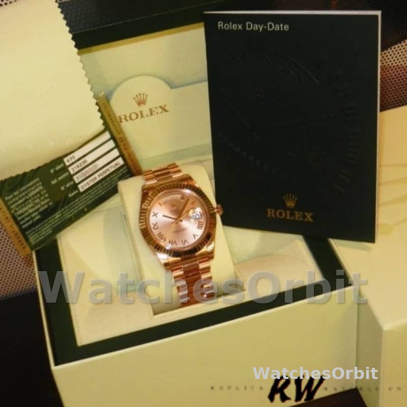 Rolex Day-Date 118235 Rose Champagne Roman Dial 36mm Unisex Replica Watch