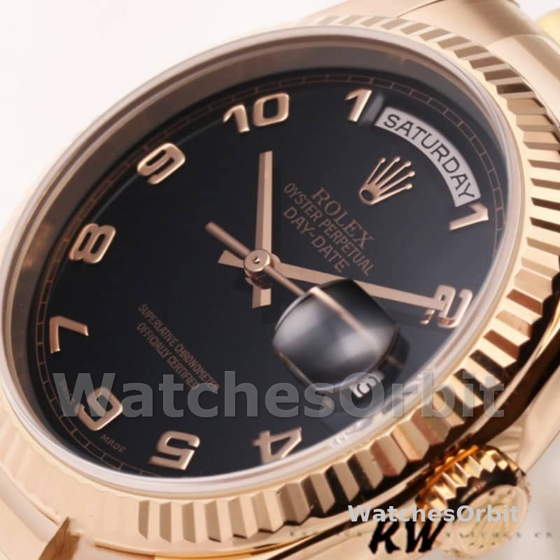 Rolex Day-Date 118235 Rose Gold Black Arabic Dial 36mm Unisex Replica Watch