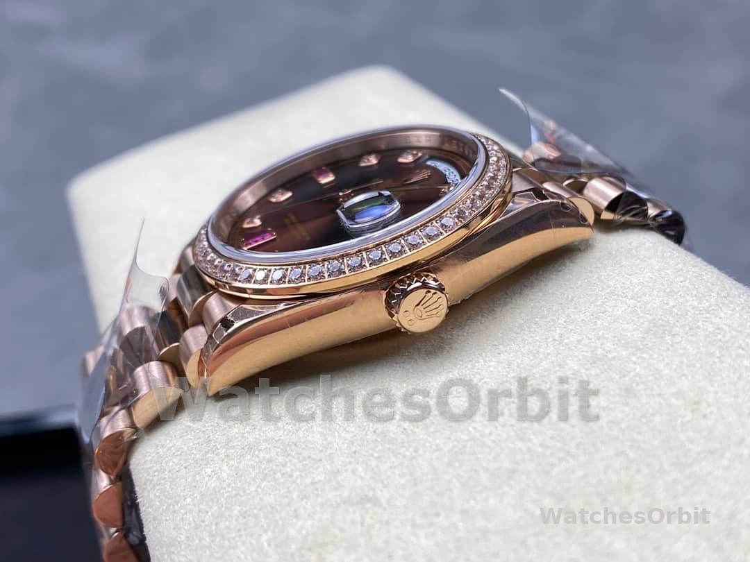 Rolex Day-Date 118235 Rose Gold Chocolate Brown Dial 36mm Unisex Replica Watch