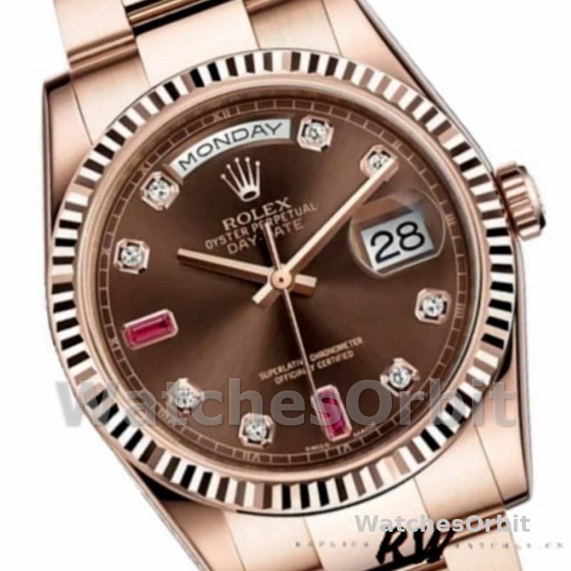 Rolex Day-Date 118235 Rose Gold Chocolate Diamond Dial 36mm Unisex Replica Watch
