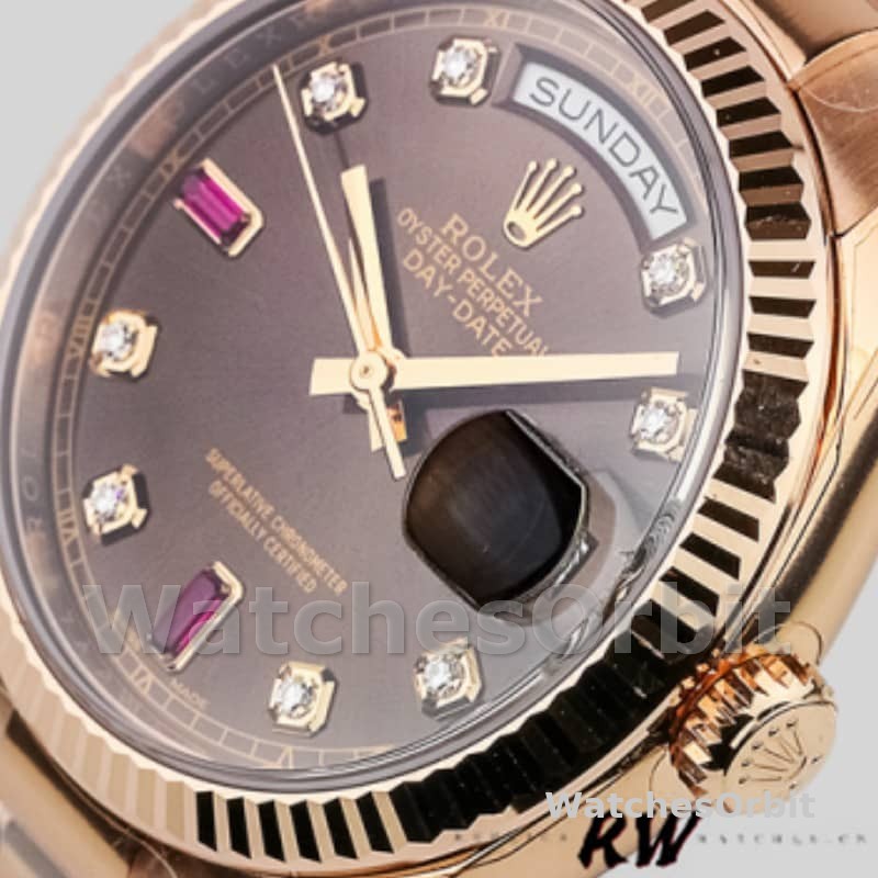 Rolex Day-Date 118235 Rose Gold Chocolate Diamond Dial 36mm Unisex Replica Watch