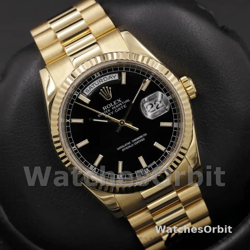 Rolex Day Date 118238 Black Dial Stainless Steel 36mm Mens Replica Watch