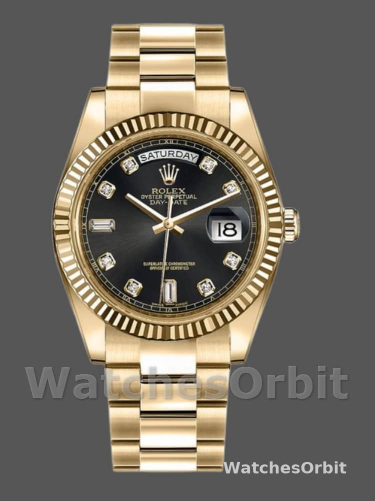 Rolex Day Date 118238 Black Diamond Dial 36mm Mens Replica Watch