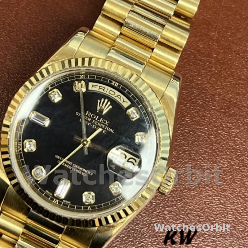 Rolex Day Date 118238 Black Diamond Dial 36mm Mens Replica Watch