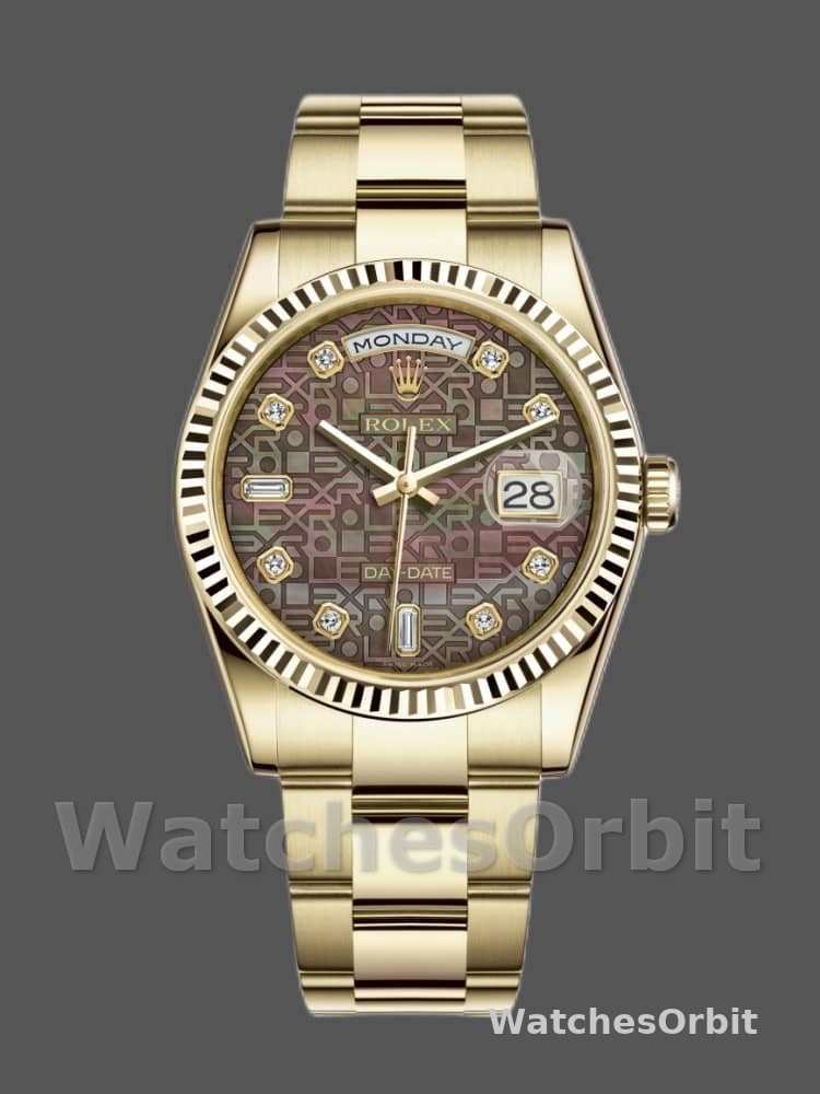 Rolex Day-Date 118238 Black MOP Diamond Dial 36mm Unisex Replica Watch