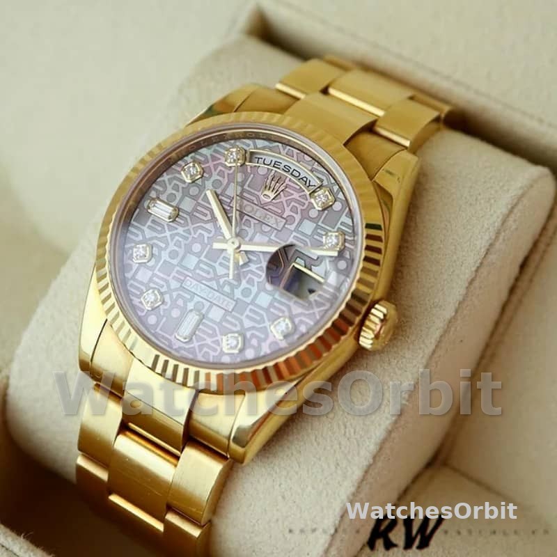Rolex Day-Date 118238 Black MOP Diamond Dial 36mm Unisex Replica Watch