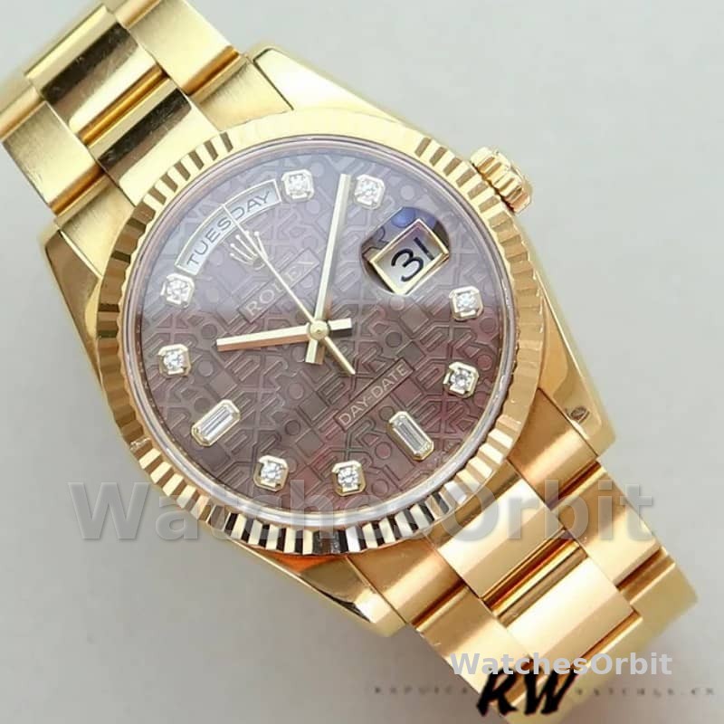 Rolex Day-Date 118238 Black MOP Diamond Dial 36mm Unisex Replica Watch