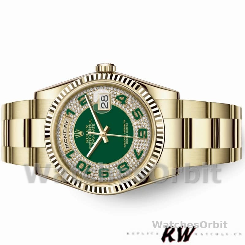 Rolex Day-Date 118238 Green Diamond Pave Dial 36mm Unisex Replica Watch