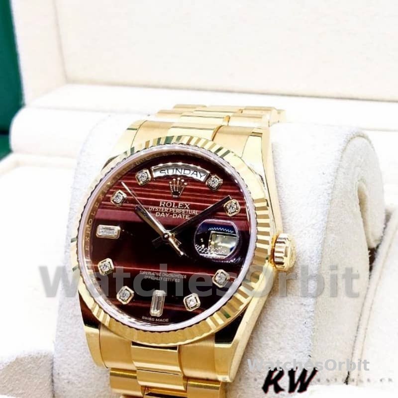 Rolex Day-Date 118238 Oyster Bracelet Diamond Bulls Eye Dial 36mm Unisex Replica Watch