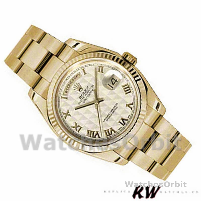 Rolex Day-Date 118238 Roman Numeral Pyramid Ivory Dial 36mm Unisex Replica Watch