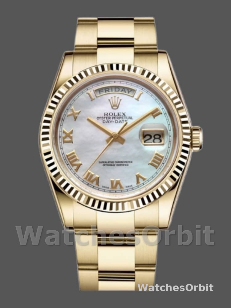Rolex Day-Date 118238 White MOP Roman Dial 36mm Unisex Replica Watch