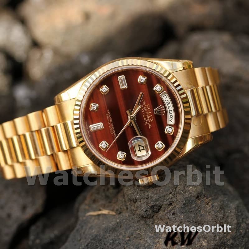 Rolex Day-Date 118238 Yellow Gold Diamond Bulls Eye Dial 36mm Unisex Replica Watch
