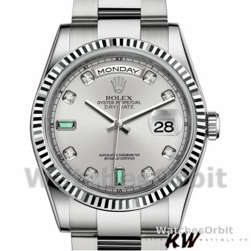 Rolex Day-Date 118239 Rhodium grey Dial white gold 36mm Unisex Replica Watch