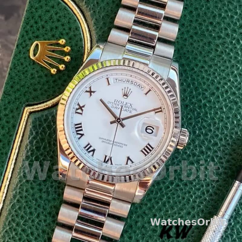 Rolex Day-Date 118239 Roman Numeral White Dial 36mm Unisex Replica Watch