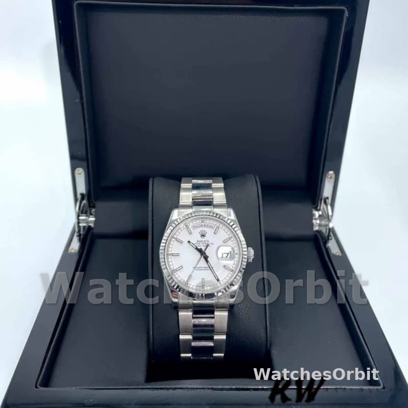 Rolex Day-Date 118239 White Gold White Dial 36mm Unisex Replica Watch