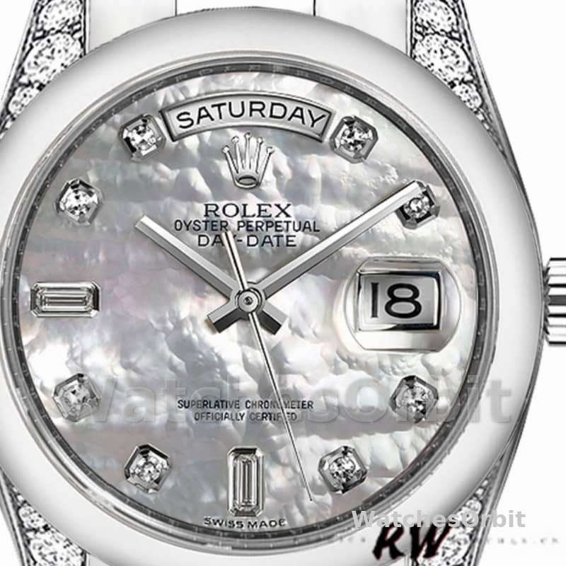 Rolex Day-Date 118296 Platinum MOP White Dial Diamond 36mm Unisex Replica Watch