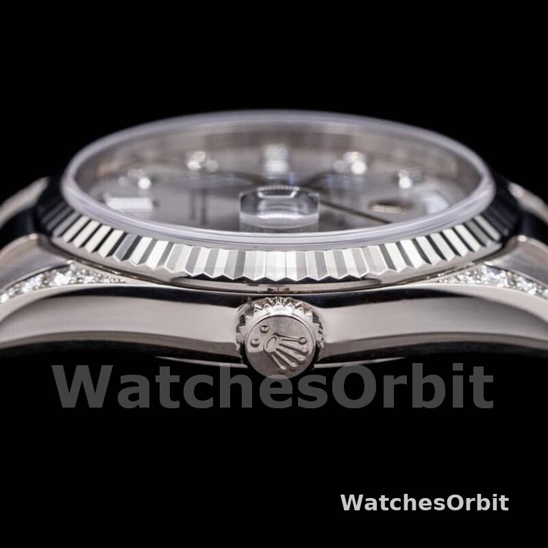 Rolex Day Date 118339 White Gold Silver Dial Fluted Bezel 36mm Unisex Replica Watch