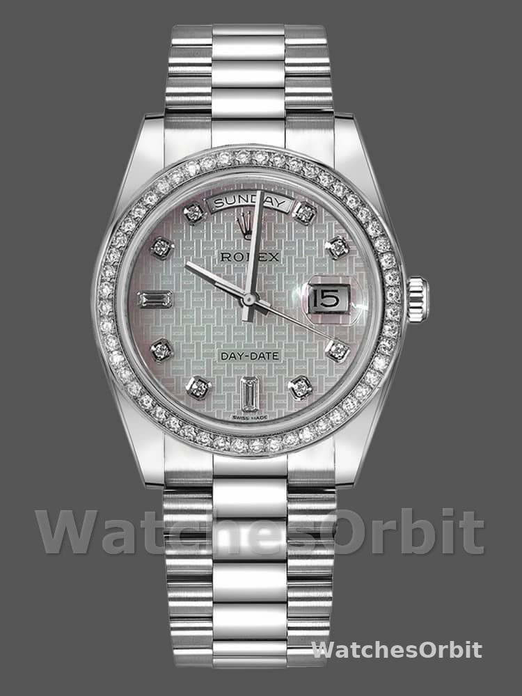 Rolex Day Date 118346 Oxford Motif Diamond Dial 36mm Unisex Replica Watch