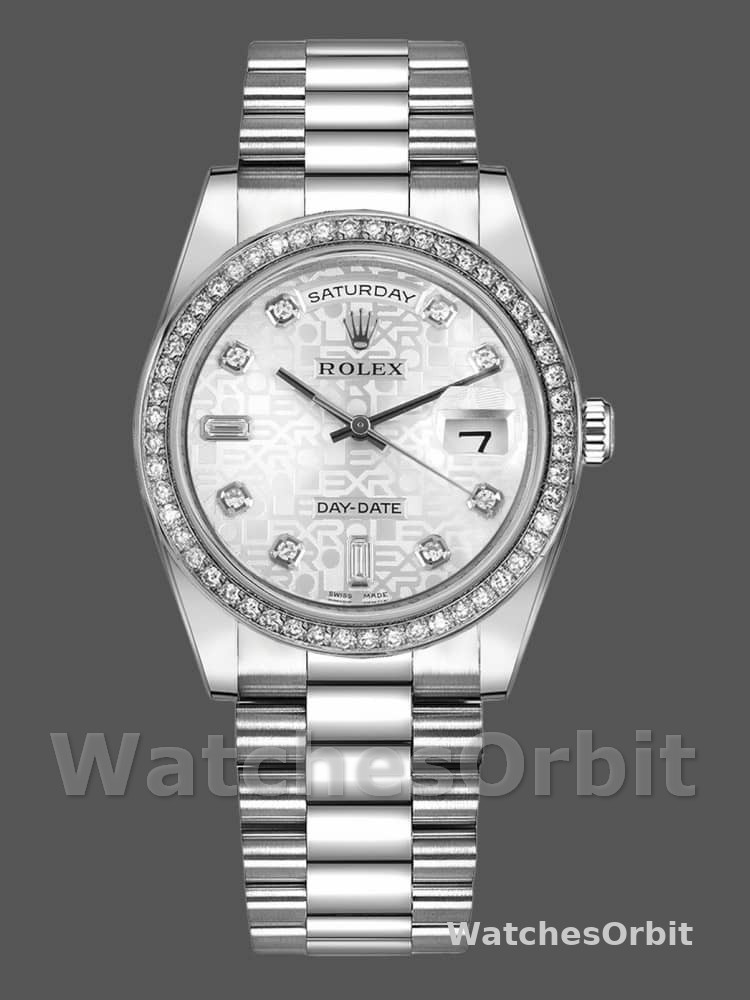 Rolex Day Date 118346 Silver Jubilee Diamond Dial 36mm Unisex Replica Watch