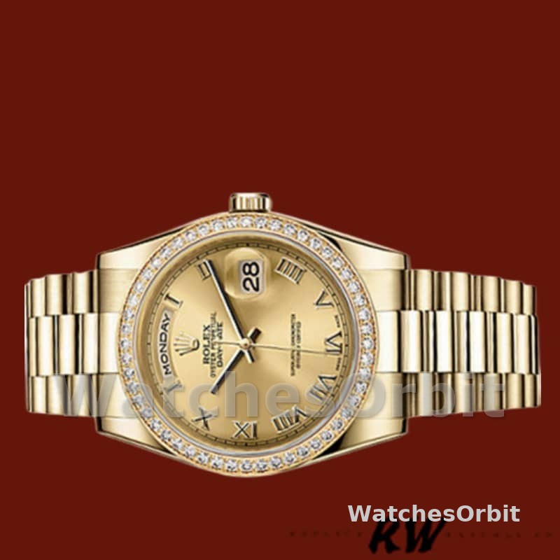 Rolex Day Date 118348 Champagne dial Yellow Gold 36mm Unisex Replica Watch