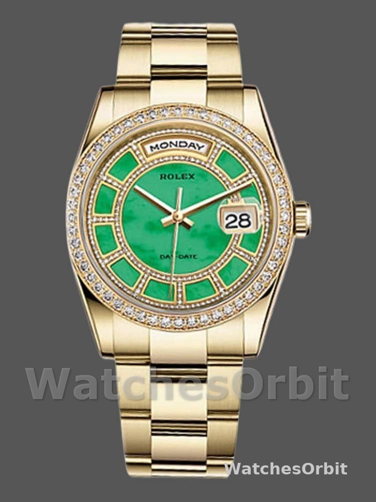 Rolex Day Date 118348 Green Dial Yellow Gold 36mm Unisex Replica Watch