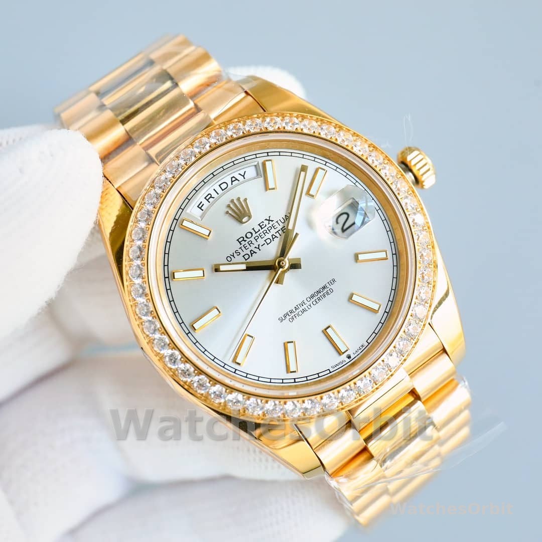 Rolex Day-Date 118348 Yellow Gold White Dial 36mm Unisex Replica Watch