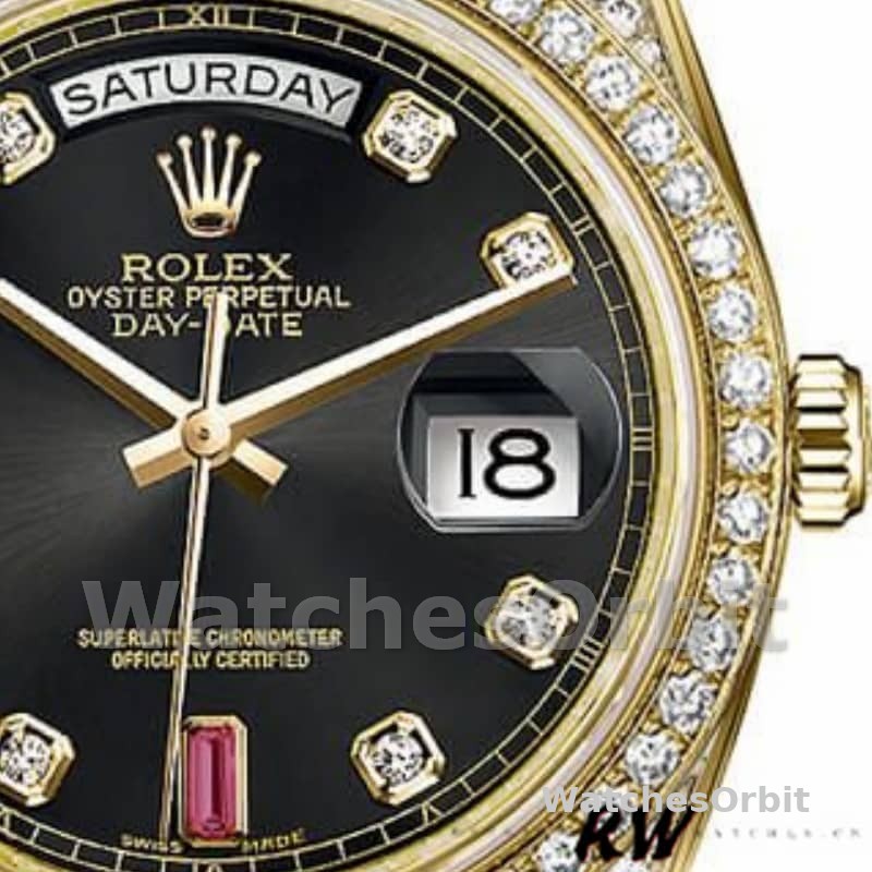 Rolex Day-Date 118388 Black Diamond Rubies Dial 36mm Unisex Replica Watch