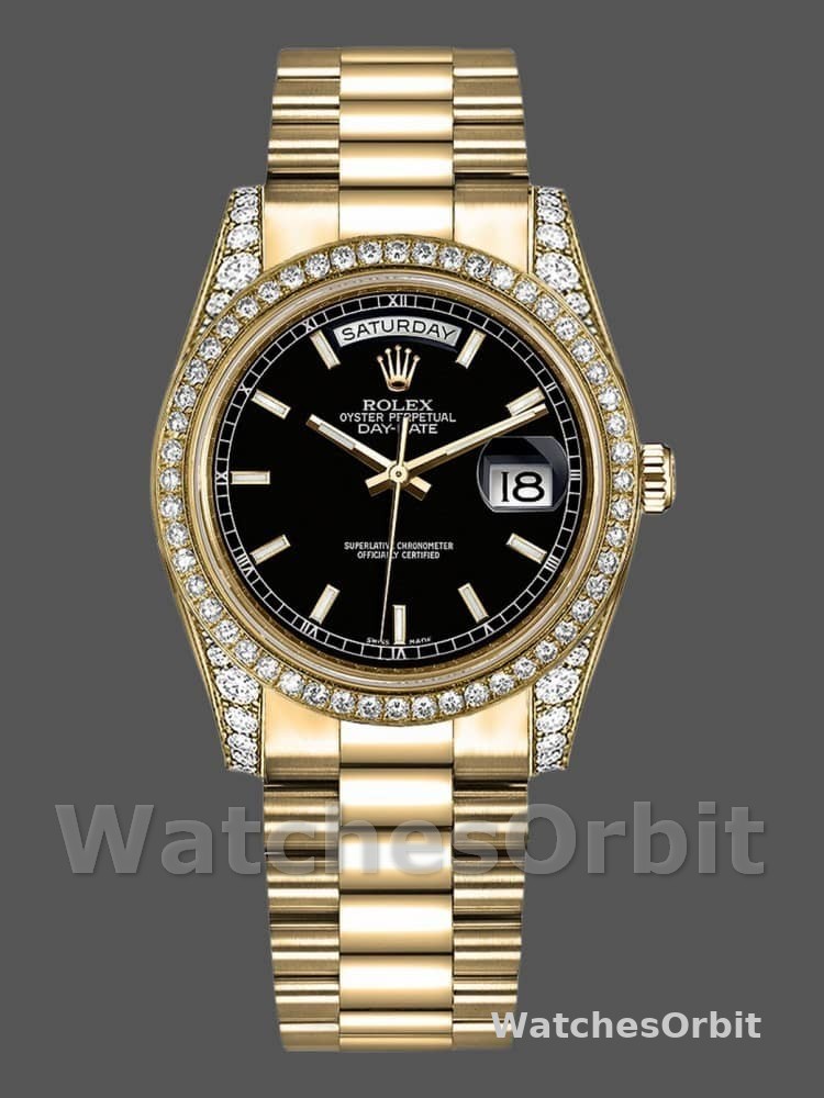 Rolex Day-Date 118388 Black Index Dial 36mm Unisex Replica Watch
