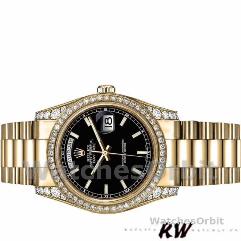 Rolex Day-Date 118388 Black Index Dial 36mm Unisex Replica Watch