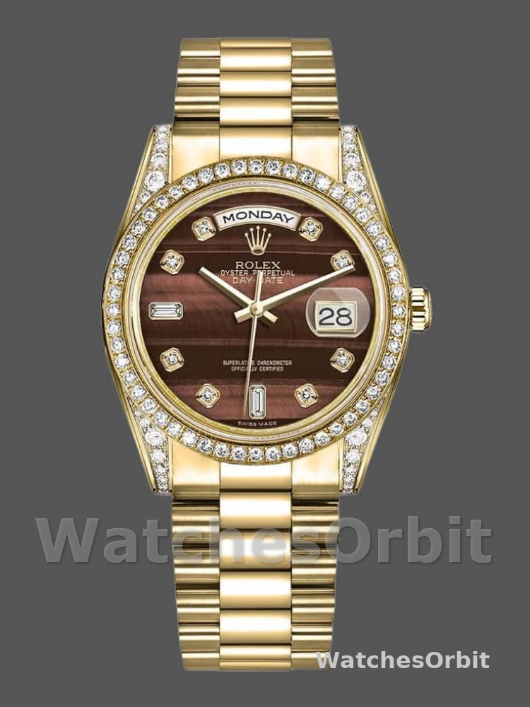 Rolex Day-Date 118388 Bull's Eye Brown Dial 36mm Unisex Replica Watch