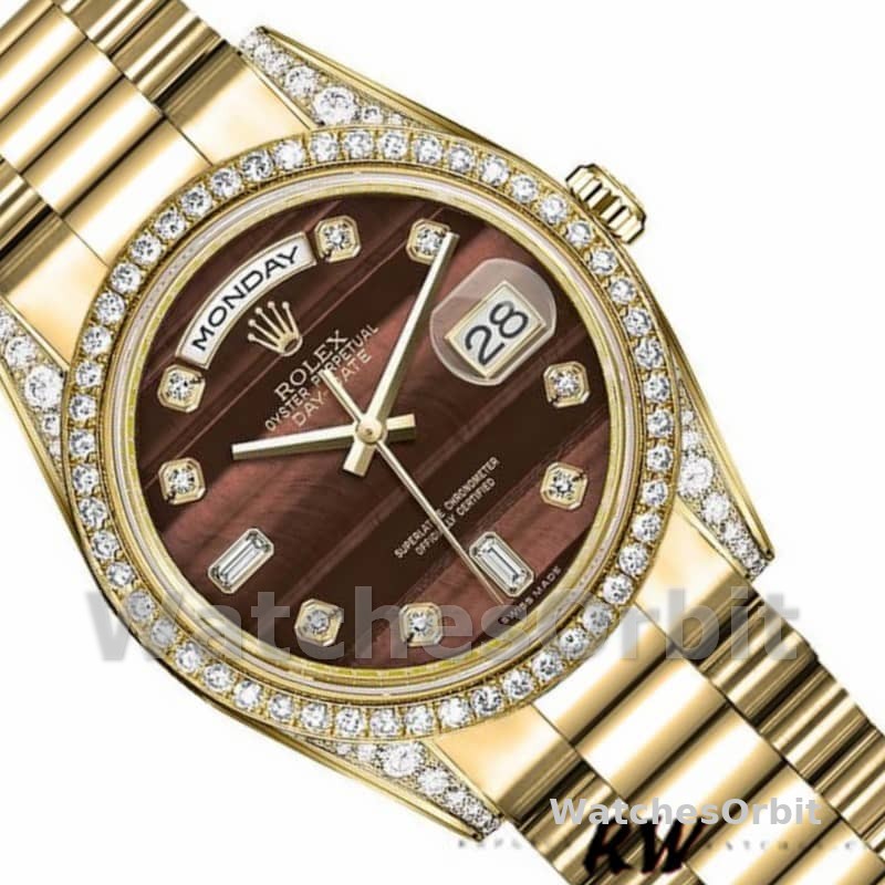 Rolex Day-Date 118388 Bull's Eye Brown Dial 36mm Unisex Replica Watch