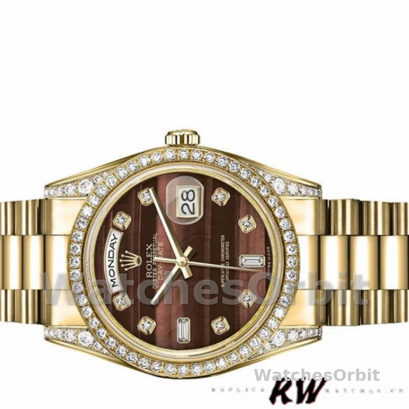 Rolex Day-Date 118388 Bull's Eye Brown Dial 36mm Unisex Replica Watch