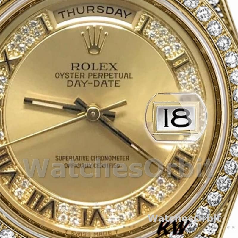 Rolex Day-Date 118388 Champagne Diamond Dial Yellow Gold 36MM Unisex Replica Watch