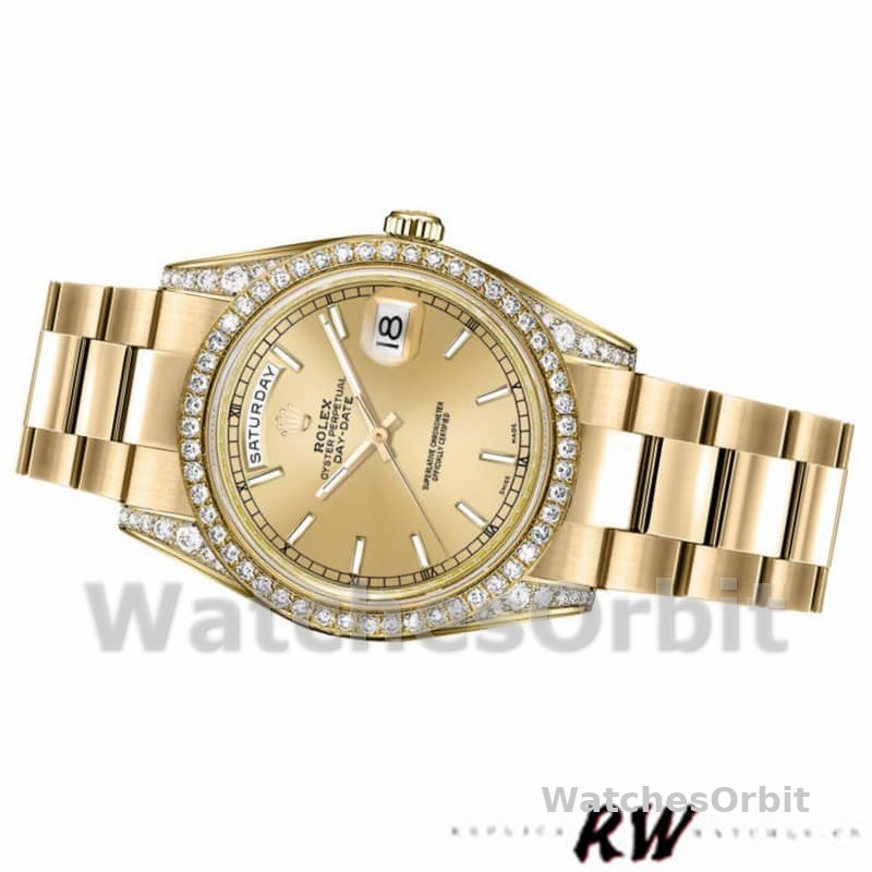 Rolex Day-Date 118388 Champagne Index Dial 36MM Unisex Replica Watch