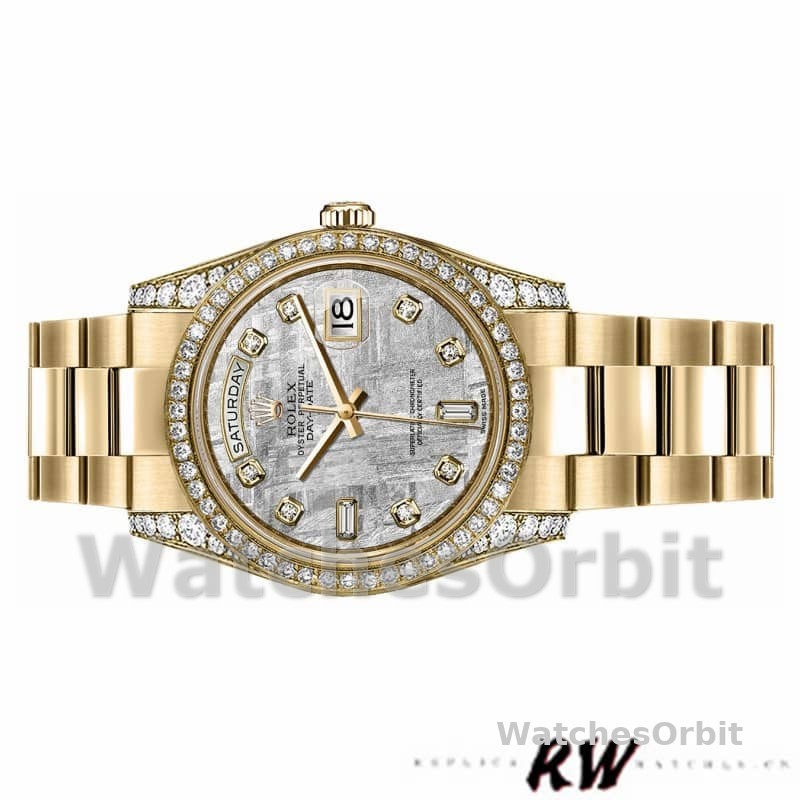 Rolex Day-Date 118388 Diamond Bezel Meteorite Dial 36MM Unisex Replica Watch