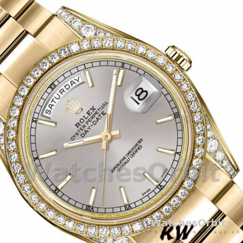 Rolex Day-Date 118388 Diamond Bezel Silver Index Dial 36MM Unisex Replica Watch