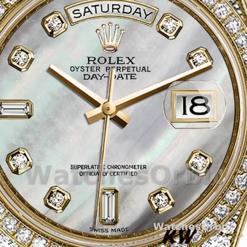 Rolex Day-Date 118388 White Mother-Of-Pearl Diamond Dial 36MM Unisex Replica Watch