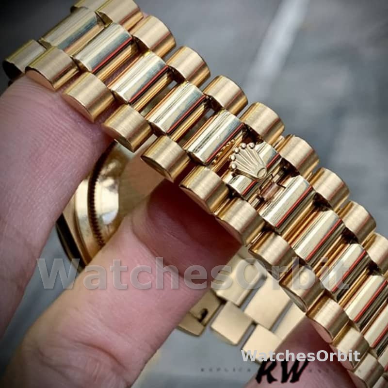 Rolex Day-Date 118388 Yellow Gold Black Diamond Rubies Dial 36mm Unisex Replica Watch