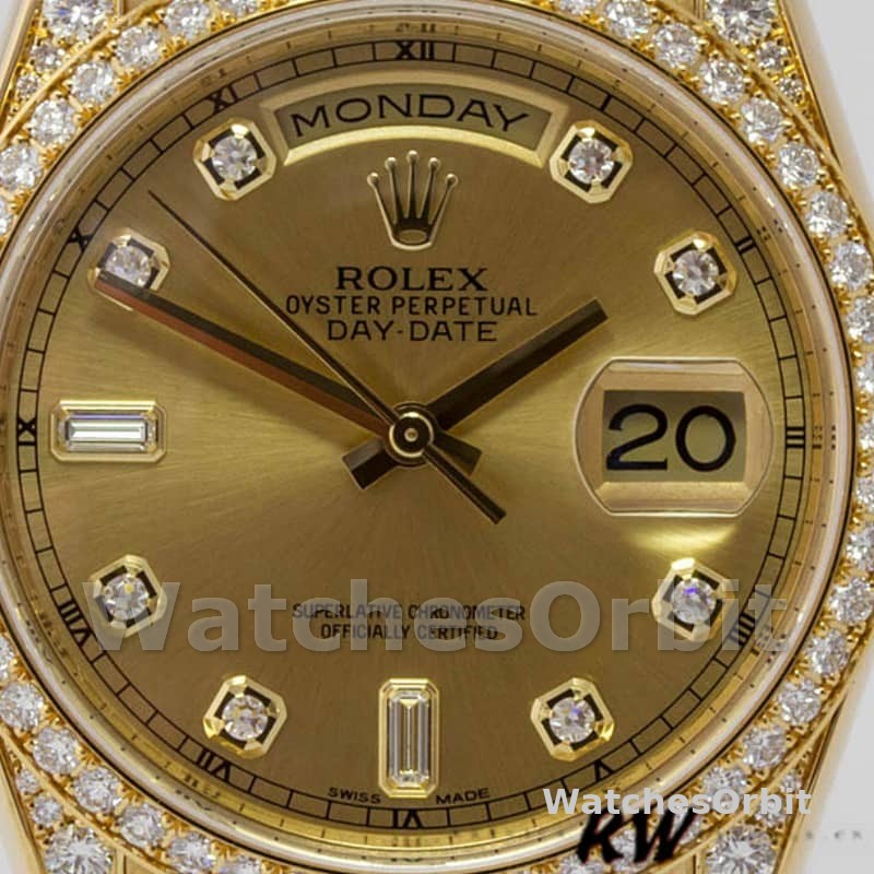 Rolex Day-Date 118388 Yellow Gold Champagne Dial 36MM Unisex Replica Watch