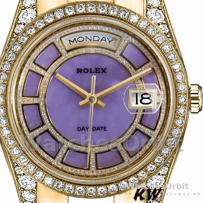 Rolex Day-Date 118388 Yellow Gold Lavender Purple Dial 36MM Unisex Replica Watch