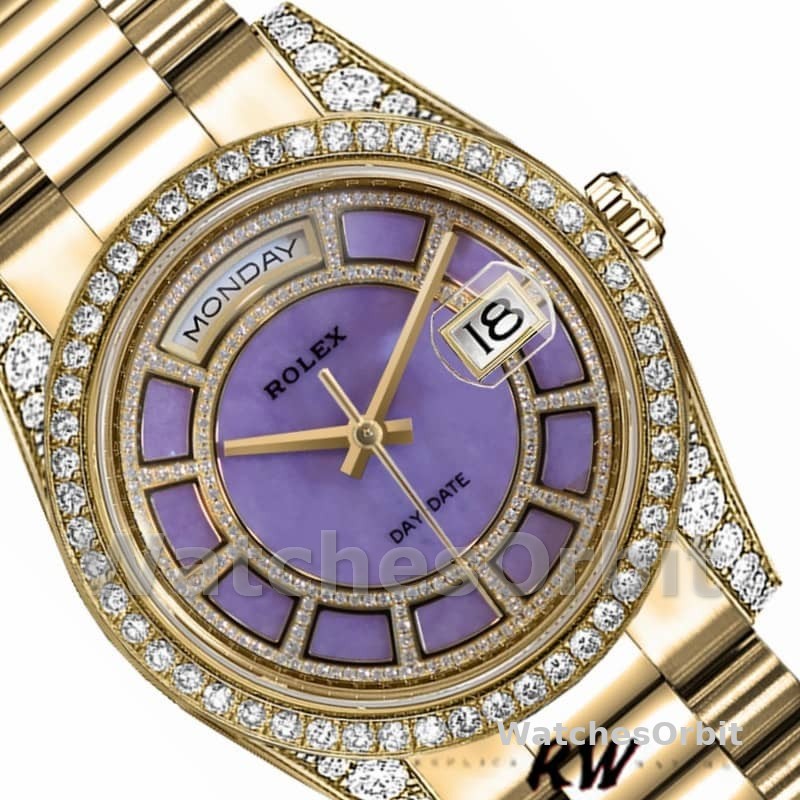 Rolex Day-Date 118388 Yellow Gold Lavender Purple Dial 36MM Unisex Replica Watch