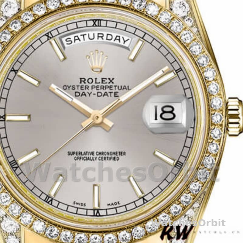 Rolex Day-Date 118388 Yellow Gold Silver Index Dial 36MM Unisex Replica Watch