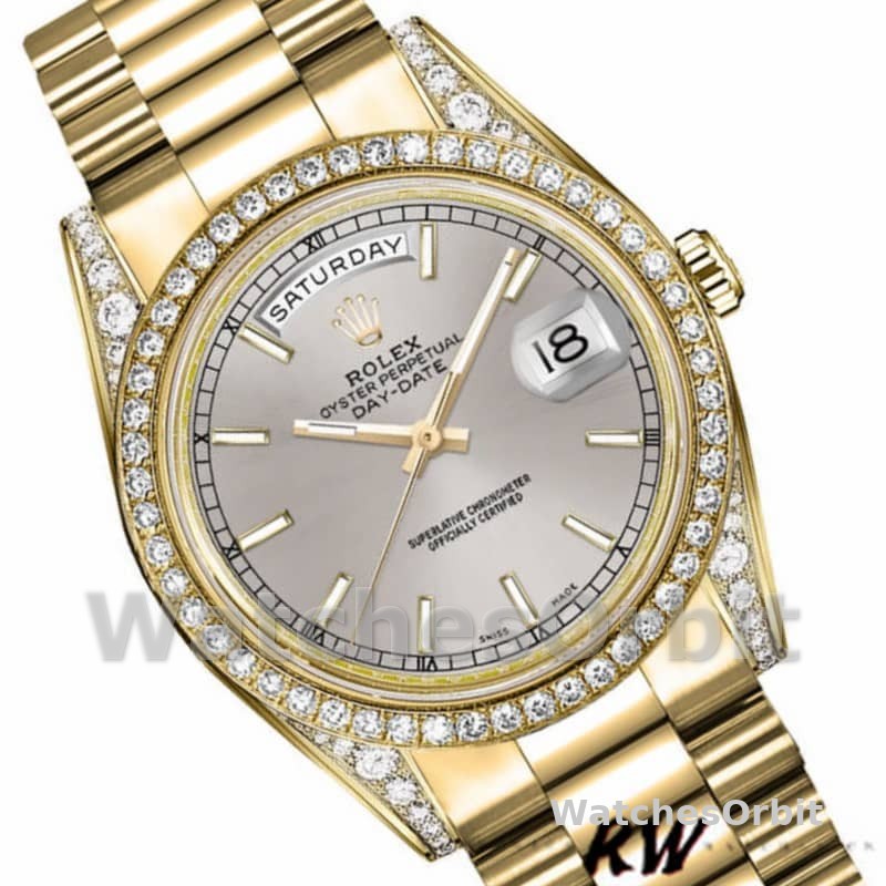 Rolex Day-Date 118388 Yellow Gold Silver Index Dial 36MM Unisex Replica Watch
