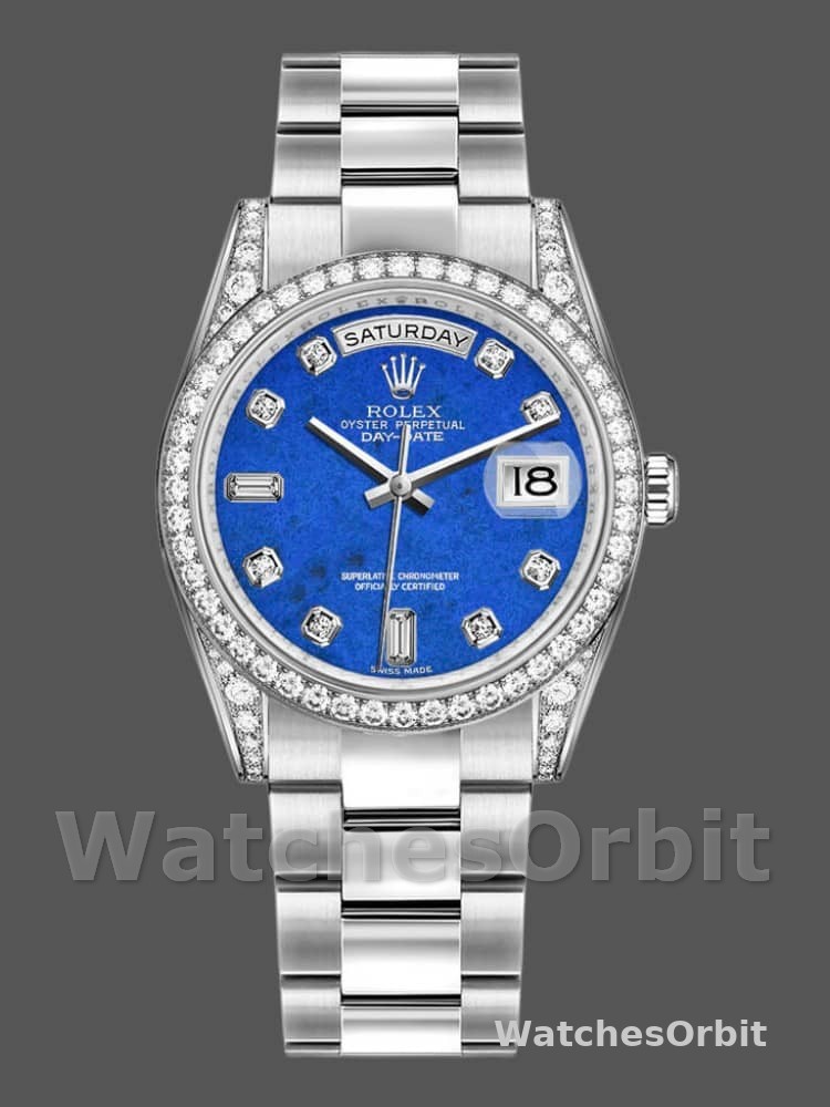 Rolex Day-Date 118389 Diamond Bezel Blue Dial 36MM Unisex Replica Watch