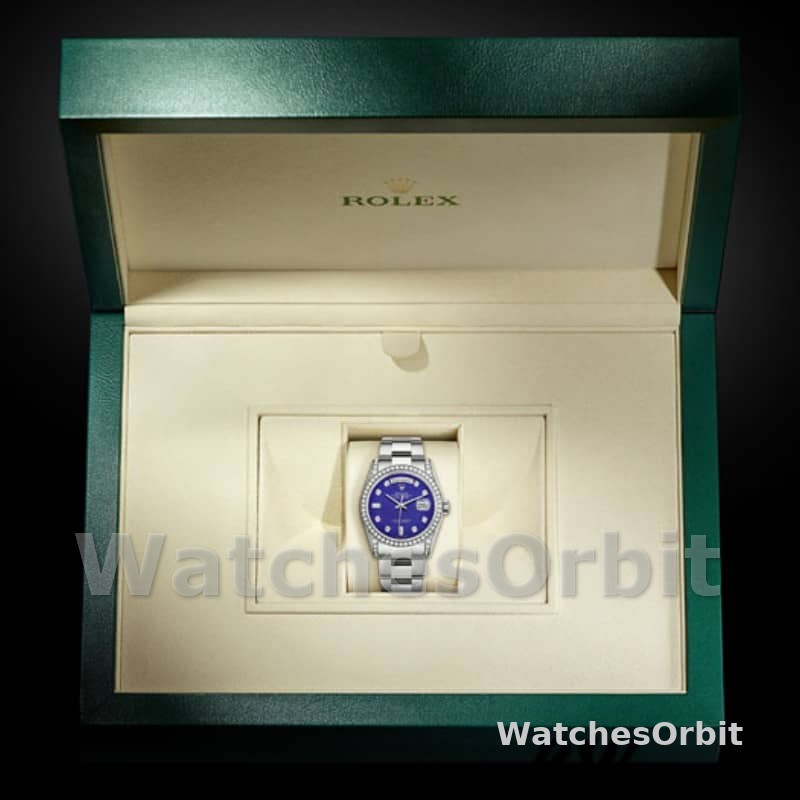 Rolex Day-Date 118389 Diamond Bezel Blue Dial 36MM Unisex Replica Watch