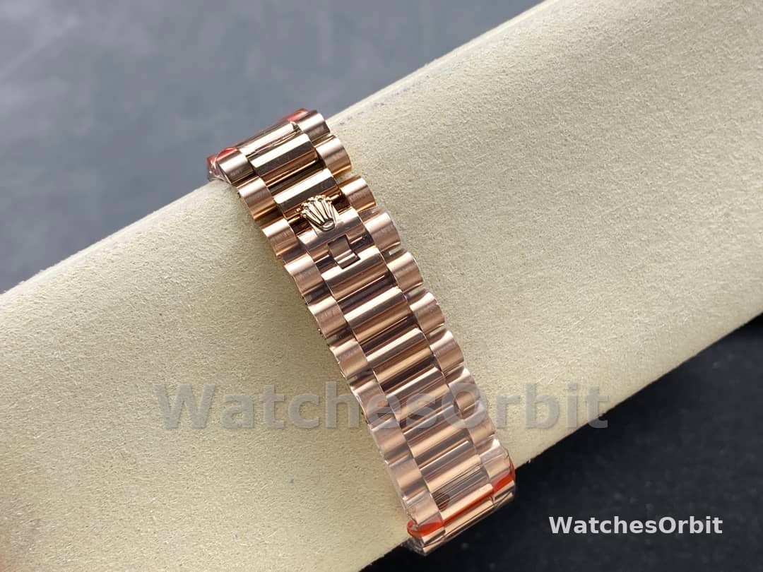 Rolex Day-Date 128235 Everose Gold Brown Ombre Diamond Dial 36MM Unisex Replica Watch
